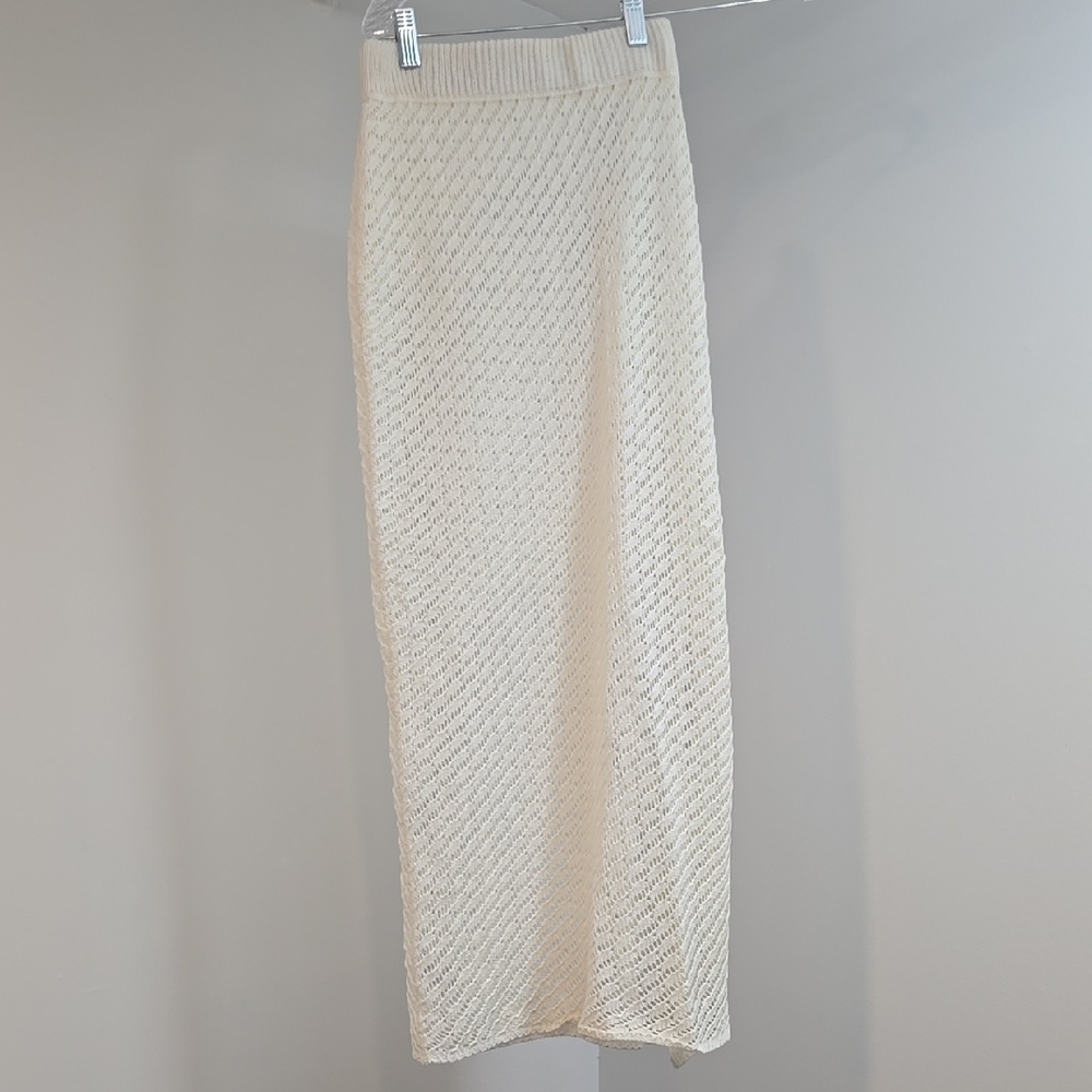 Cream Ribbed Maxi Pencil Skirt for Night Out